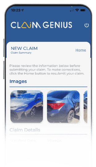 product mobile screenshot Copy - Home - Auto Claims